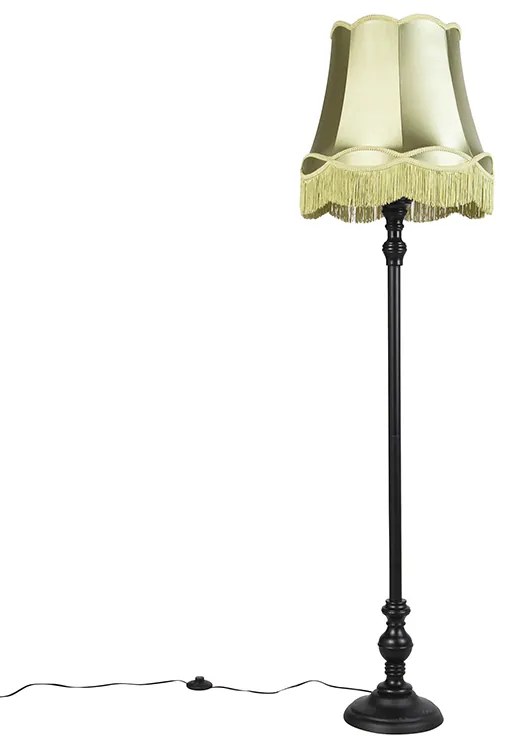 Lampa stojąca czarna z abażurem w kolorze zielonym - Classico