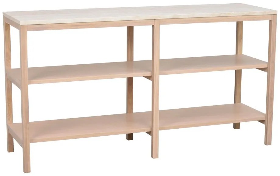Biało-naturalna konsola z kamiennym blatem 140x40 cm Orwel – Rowico