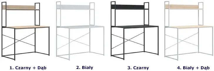 Metalowe biurko w stylu loft z półką czarny + dąb - Tandrum