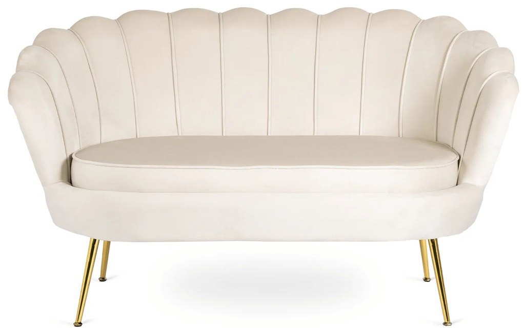 Sofa ZENDAYA Dwuosobowa Kremowa Muszelka Glamour do Salonu