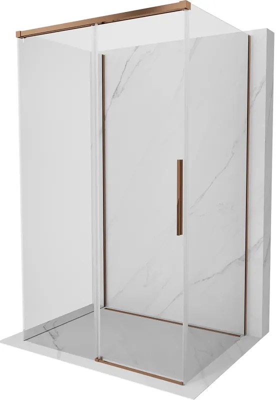 Mexen Rox-3S kabina prysznicowa 3-ścienna rozsuwana 145 x 90 cm, transparent, różowe złoto - 8C2-145-090-60-00-3S