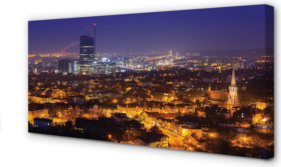 Obraz na płótnie Nocna Panorama Gdańska