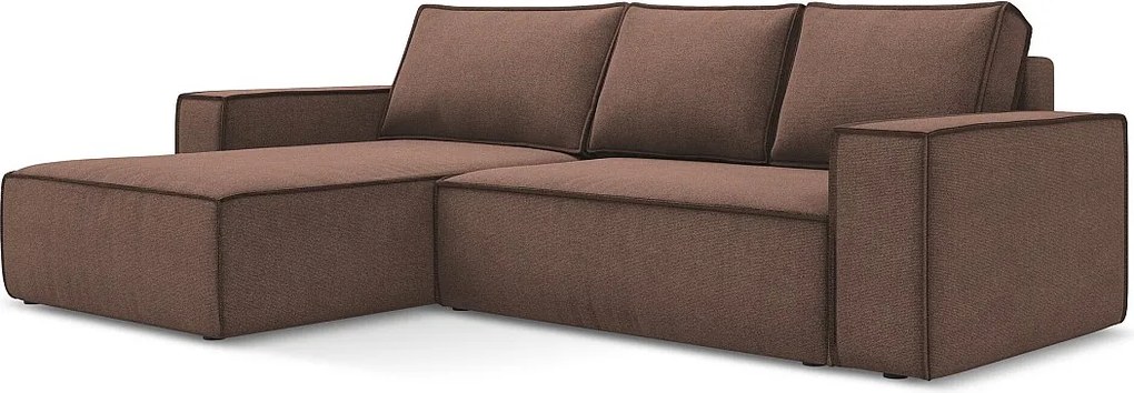 Narożnik lewostronny z funkcją spania - z tkaniny strukturalnej - pudrowy róż - KIMO