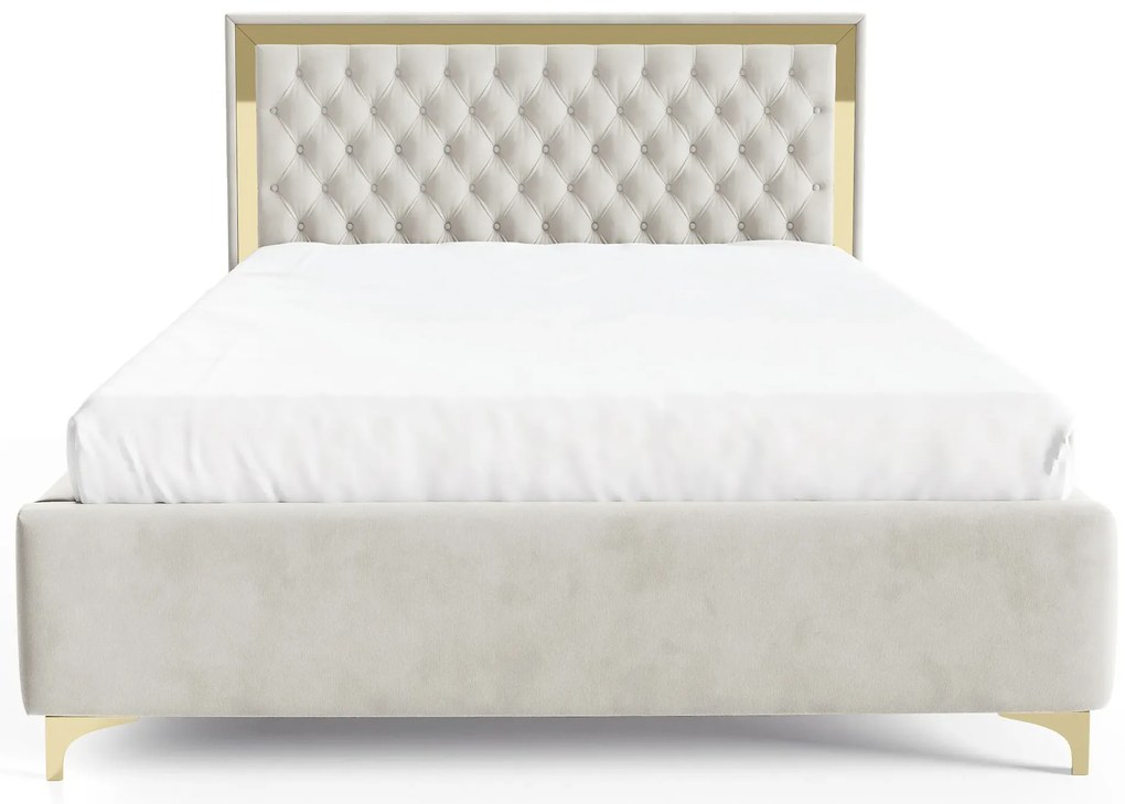 Białe pikowane łóżko w stylu glamour G1-P73