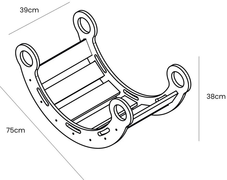 Huśtawka z litego drewna sosnowego w naturalnym kolorze 39x75x38 cm Montessori – Meowbaby