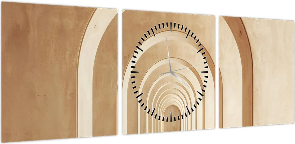 Obraz - Beżowe przejście (z zegarem) (90x30 cm)