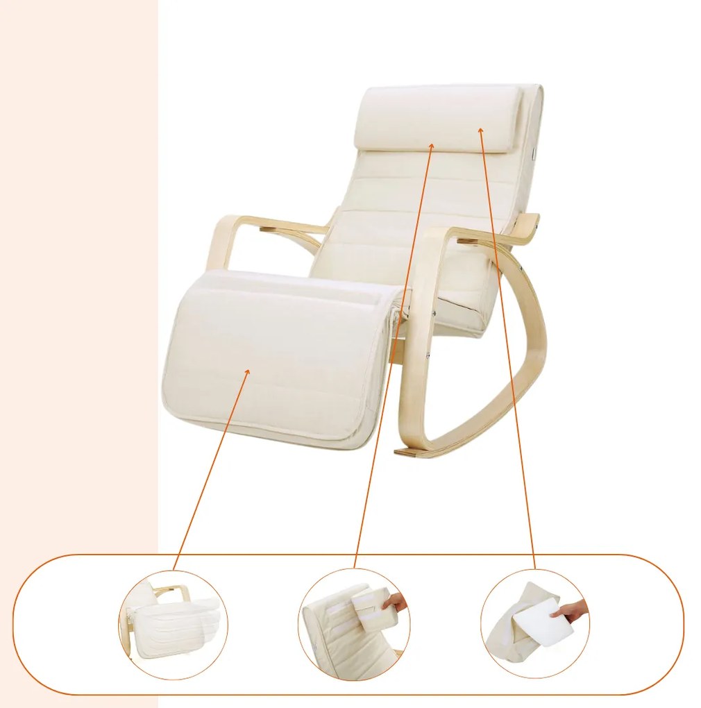 Fotel bujany SWING, max obciążenie 150kg, 67x115x91cm, beżowa Jurhan