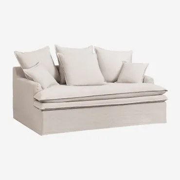 Sofa Lounge Grace Z Lnu I Bawełny Tkaniny Beige - Sklum