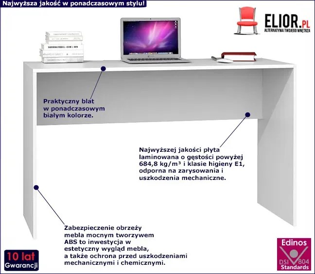 Białe nowoczesne biurko komputerowe - Selex 2X