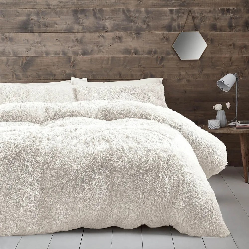 Biała pościel jednoosobowa z mikropluszu 135x200 cm Cuddly – Catherine Lansfield