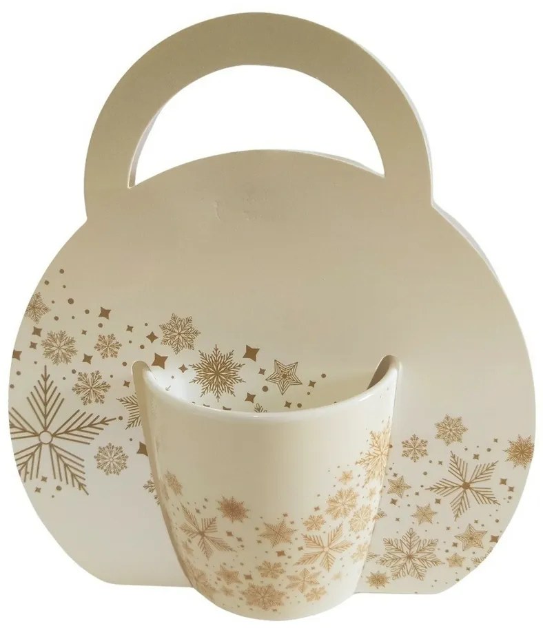 Home Elements Kubek porcelanowy z motywem świątecznym Płatki śniegu 300 ml w pudełku upominkowym