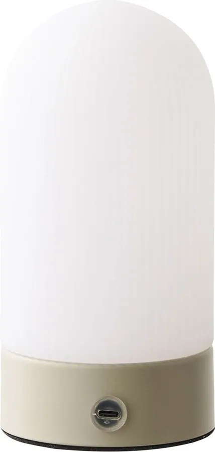 Biała/szarobrązowa metalowa lampa stołowa z plastikowym kloszem (wysokość 18 cm) Ashford – House Nordic