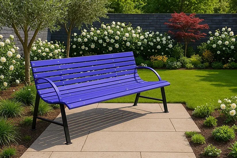 Fioletowa ławka ogrodowa 140 cm H8-P16