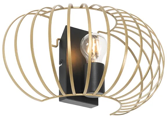 Designerska lampa ścienna mosiężna 39 cm - JohannaDesignerski Oswietlenie wewnetrzne
