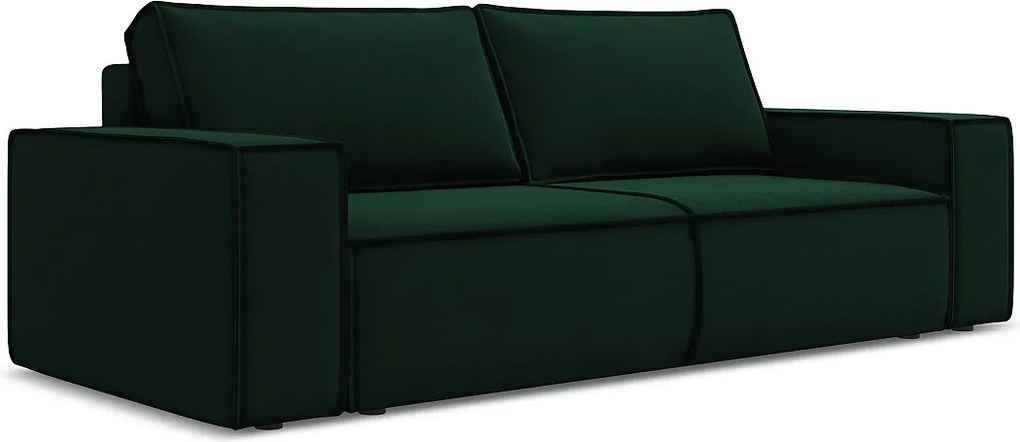 Kanapa 3-osobowa z funkcją spania - z tkaniny welwetowej - butelkowa zieleń - KIMO