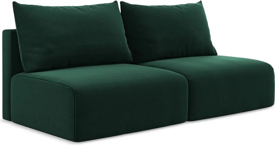 Ciemnozielona aksamitna rozkładana/ze schowkiem sofa 216 cm Kalena – Makamii