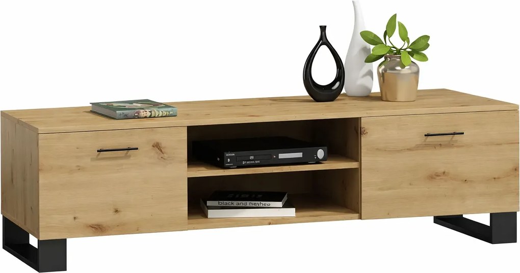 Szafka RTV na czarnych nóżkach dąb artisan W8-F20