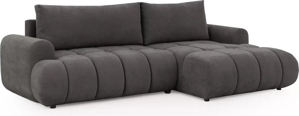 Narożnik Lutario Mini z funkcją spania prawostronny - ciemnoszara plecionka hydrofobowa Venice 2021