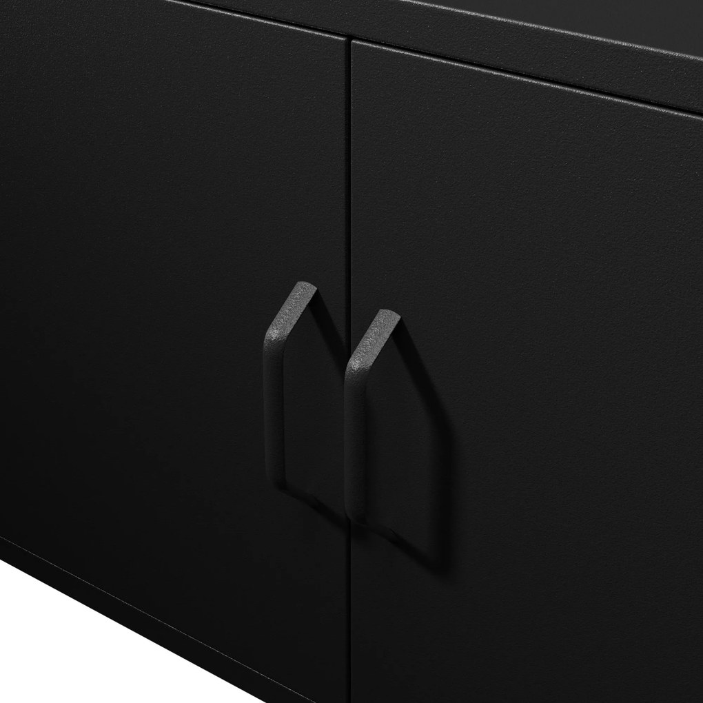 Szafka RTV metalowa na nóżkach czarna, 1150x595x400 mm: ROSA Modern