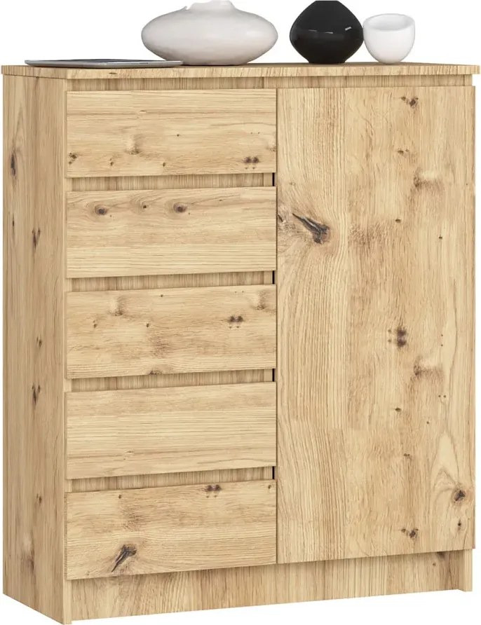 Komoda z 5 szufladami i półkami dąb artisan E9-F05