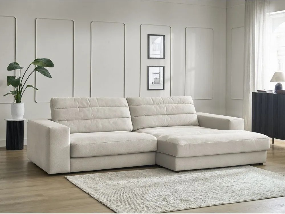 Beżowy aksamitny narożnik (prawostronny/z szezlongiem) Sierra – Bobochic Paris