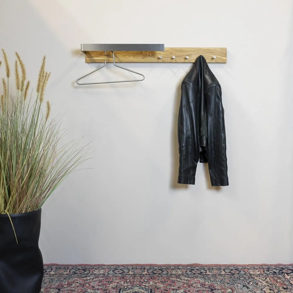 Metalowy wieszak ścienny w kolorze naturalno-srebrnym Noa – Spinder Design