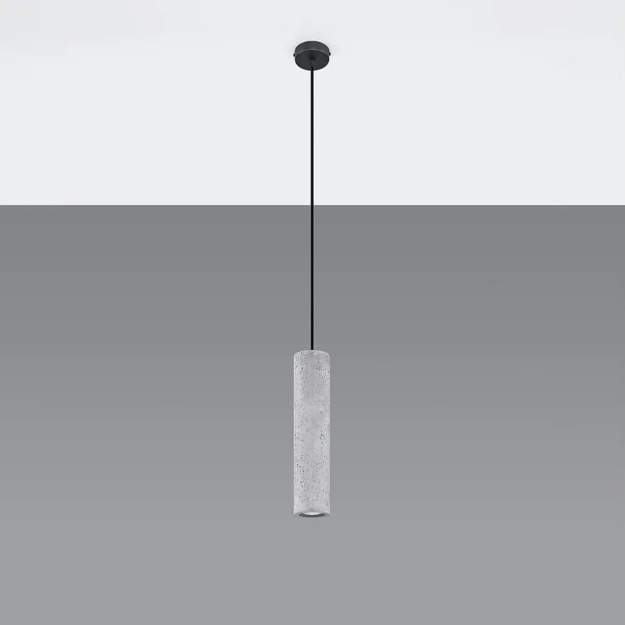 Lampy wiszące industrialny Solvix, beton - 1 źródło światła 4000K - L.8 x H.105 cm - szary