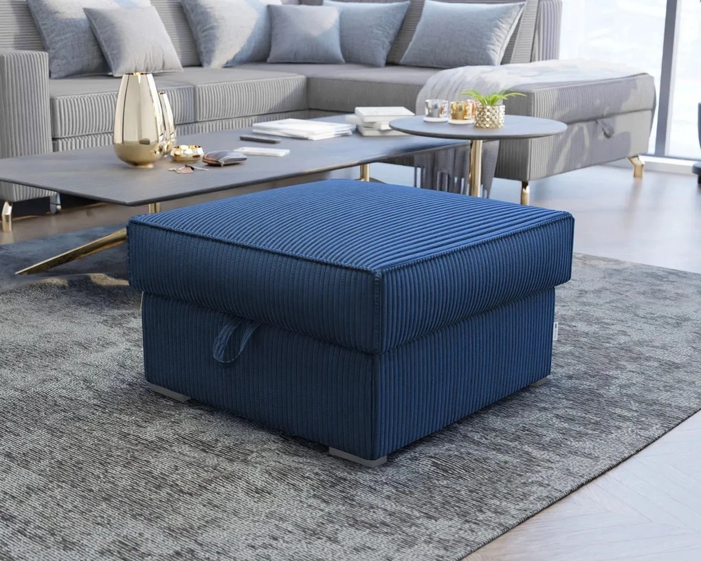 Ciemnoniebieski taboret SMART COSARO z miejscem do przechowywania 65x65 cm
