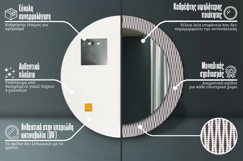 Geometryczny wzór kropek Lustro z nadrukiem okrągłe