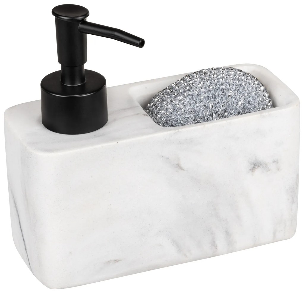 Dozownik płynu do naczyń RESA MARBLE z przegrodą na gąbkę, WENKO