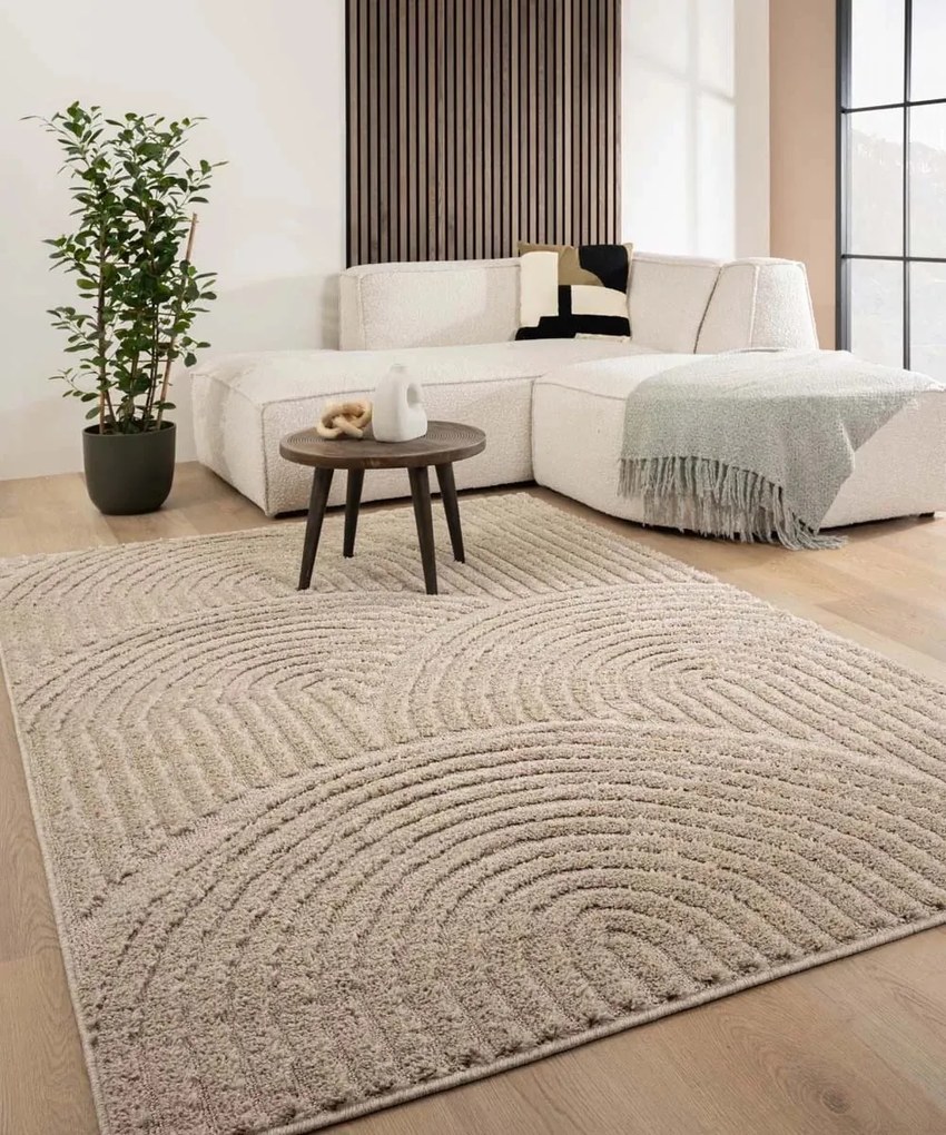 Dywan nowoczesny 3D Arc Geometria beżowy 100 cm x 200 cm