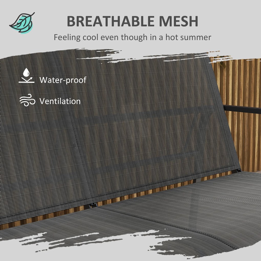 Zestaw mebli ogrodowych Outsunny 4-częściowy, zestaw ogrodowy z 1 dwuosobową sofą, 2 krzesłami, 1 stolikiem kawowym, zestaw wypoczynkowy, meble balkonowe do tarasu, siatka, czarne