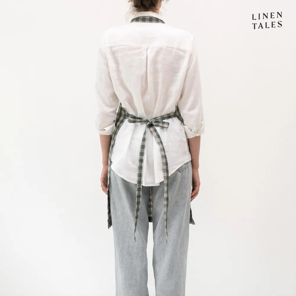Lniany fartuch Forest Green Gingham – Linen Tales