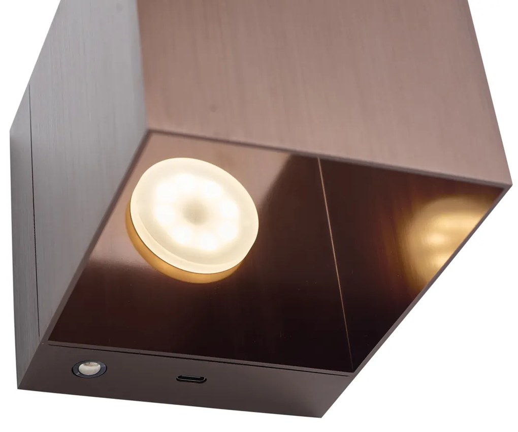 Nowoczesny Kinkiet / Lampa scienna w kolorze ciemnego brązu z LED i dotykowym ściemniaczem, akumulatorowy - Joris Nowoczesny Oswietlenie wewnetrzne