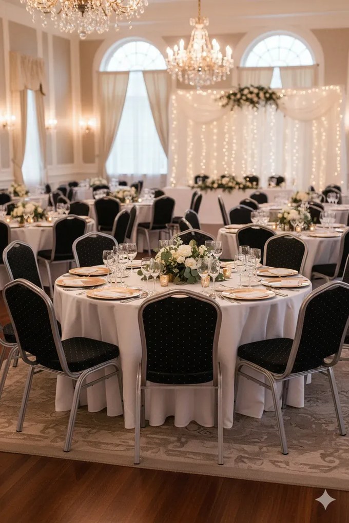 Czarne tapicerowane krzesło bankietowe G7-A92