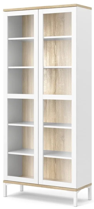 Biało-naturalna witryna w dekorze dębu 89x203x36 cm Roomers – Tvilum