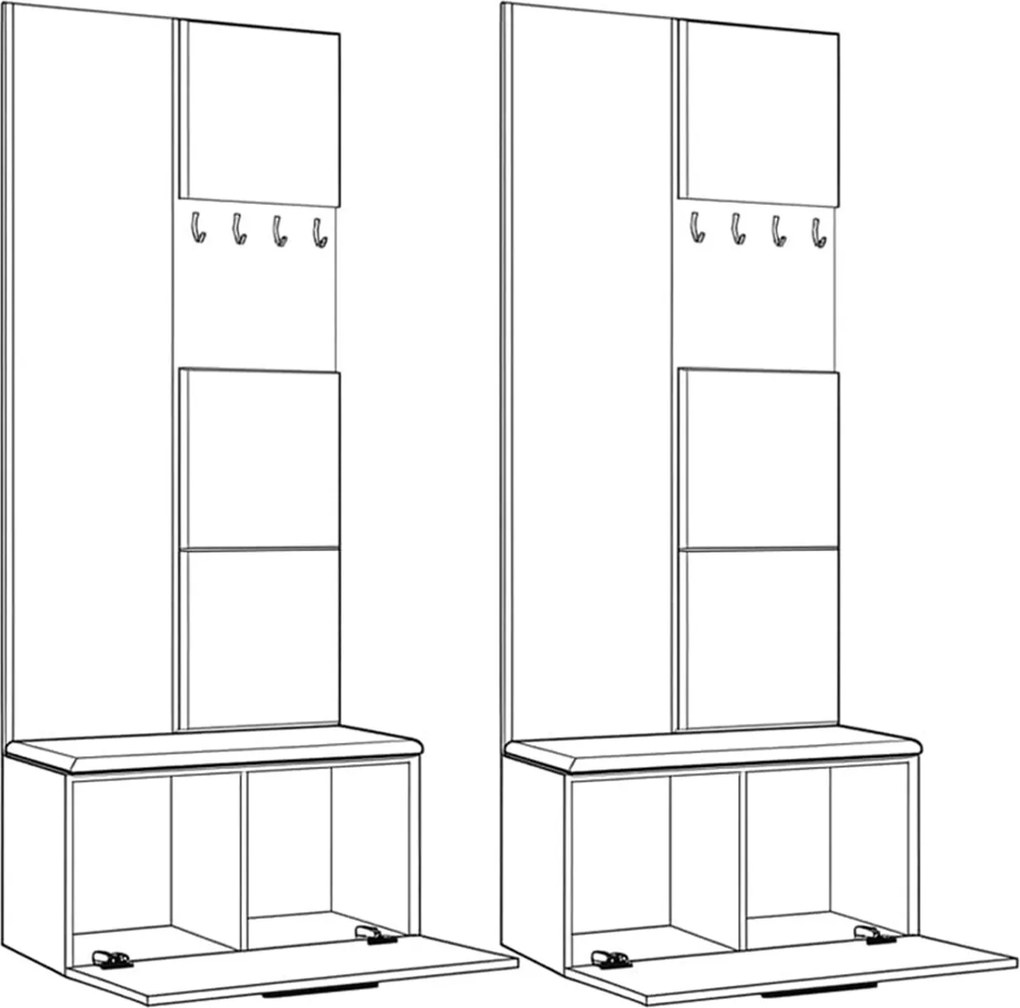Masseno Garderoba MODULO 161,2/204/40 cm do Przedpokoju Nowoczesna Biała