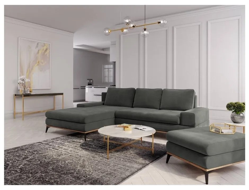Ciemnoszary rozkładany narożnik Windsor &amp; Co Sofas Planet, lewostronny