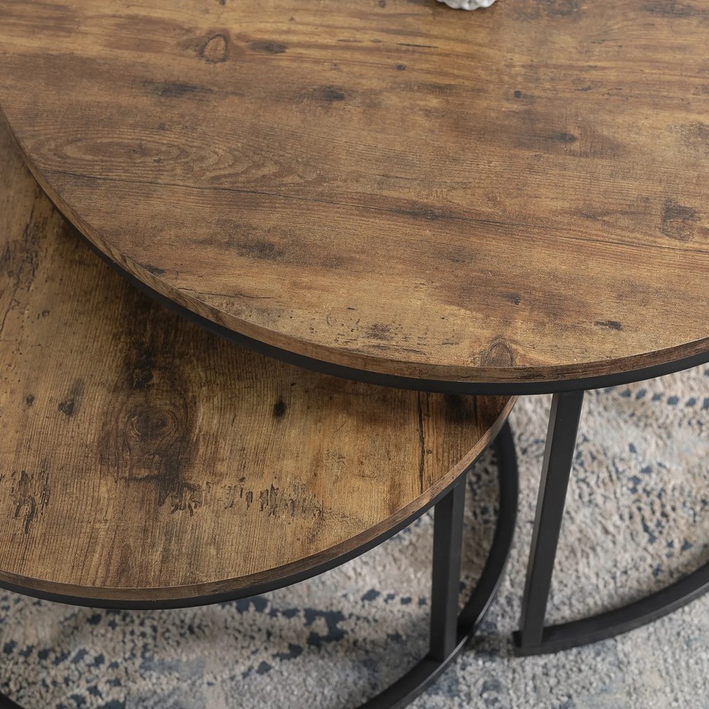 Zestaw Stolików Kawowych FIGO MAX 60 cm/80 cm Dąb Rustykalny