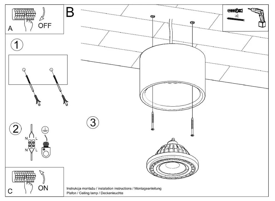 Szara lampa punktowa ø 14 cm Spattio – Sollux