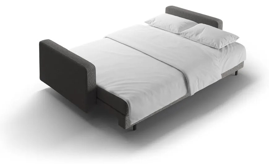 Ciemnoszara rozkładana sofa ze schowkiem z materiału bouclé 222 cm Bali – Cosmopolitan Design