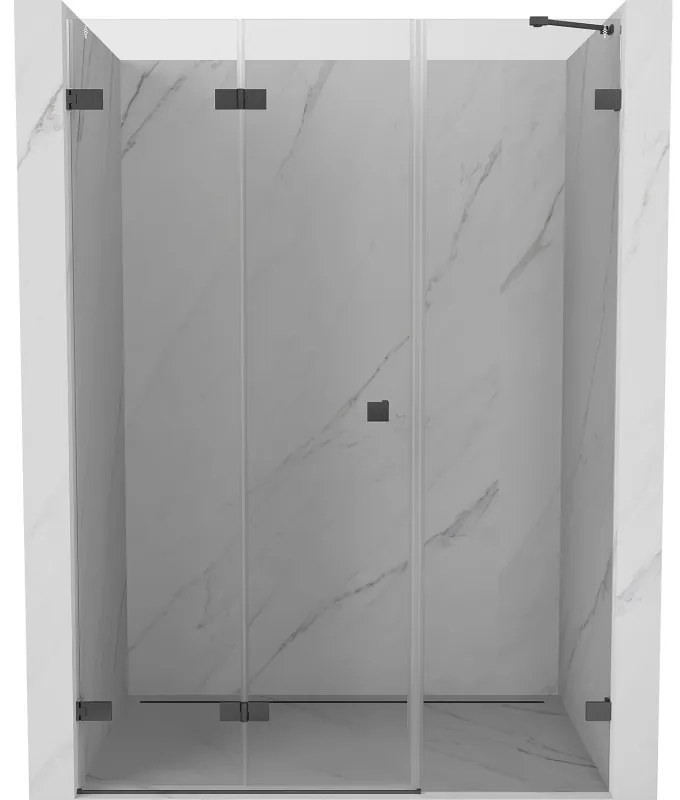 Mexen Lunar-F drzwi prysznicowe składane lewe 150 cm, transparent, gun gray szczotkowany - 836S-150-050-66-00-L