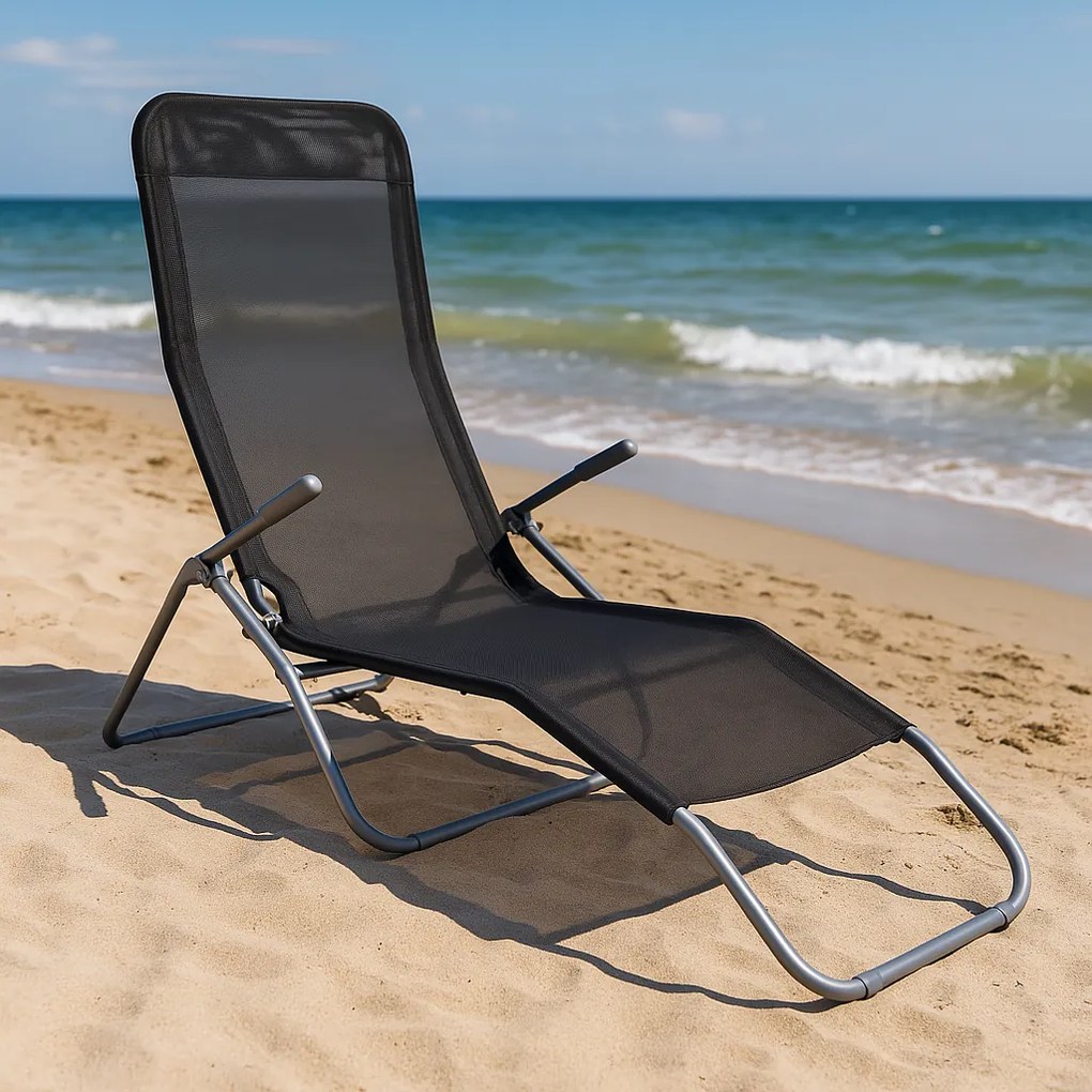 Leżak plażowy rozkładany antracytowy PATIO