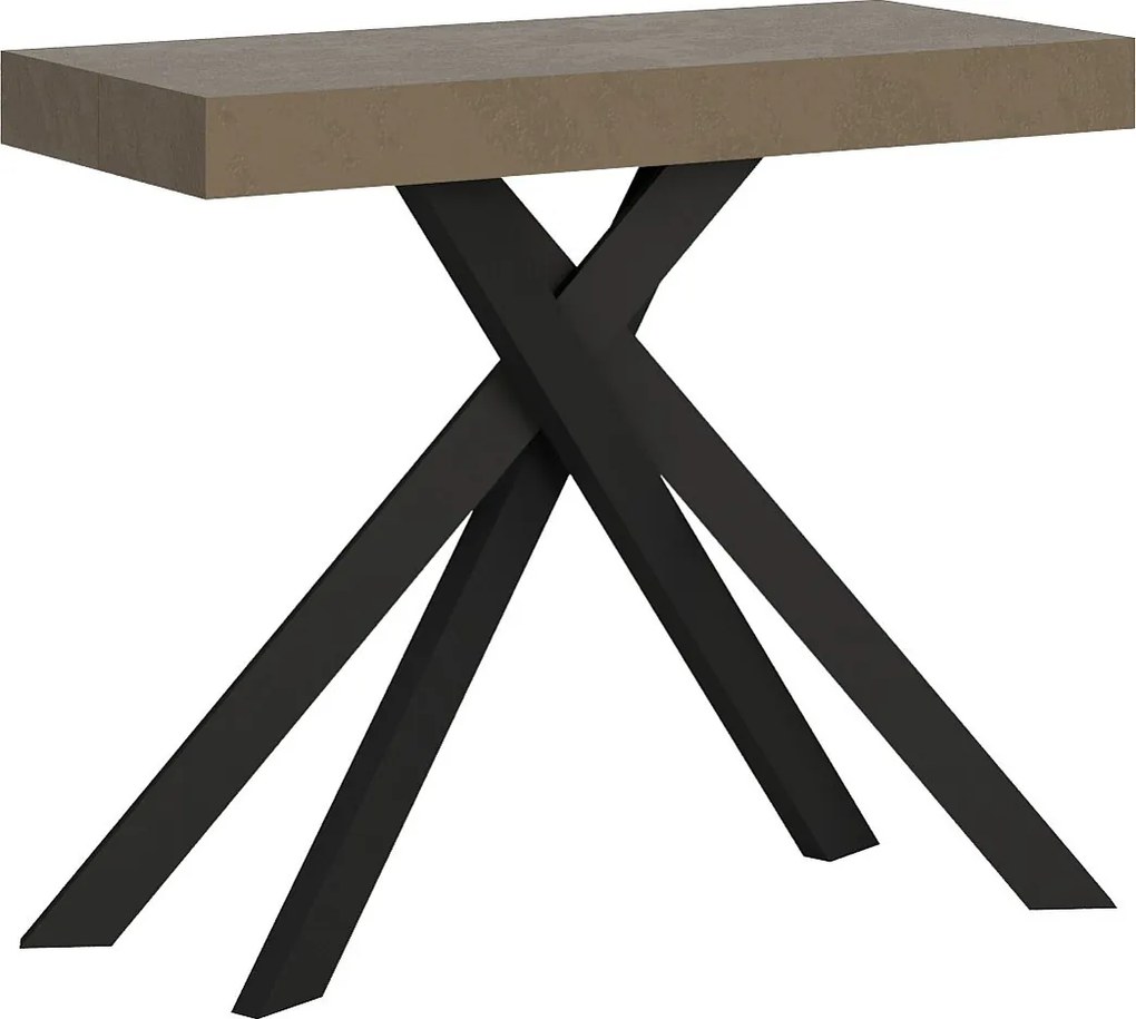 Konsola rozkładana 90x40/300 cm Krack szaro-beżowy nogi w kolorze antracytu