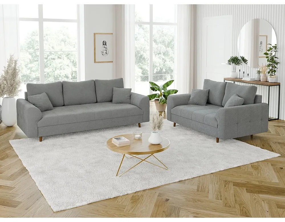 Szara sofa z materiału bouclé 150 cm Ariella – Ropez