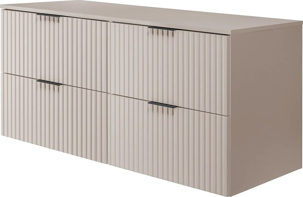 Szafka łazienkowa ryflowana FLOW 120 cm kaszmir z blatem