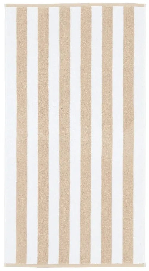 Biały/beżowy bawełniany ręcznik 50x85 cm Stripe Jacquard – Bianca