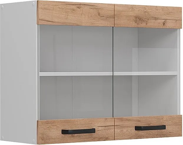 Szklana szafka kuchenna złoty dąb energetyczny 80x31x60 r-line