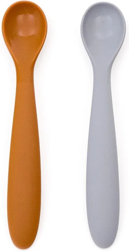 Jasnoniebiesko-pomarańczowe plastikowo-silikonowe łyżeczki dla dzieci zestaw 2 szt. Lili – Kave Home