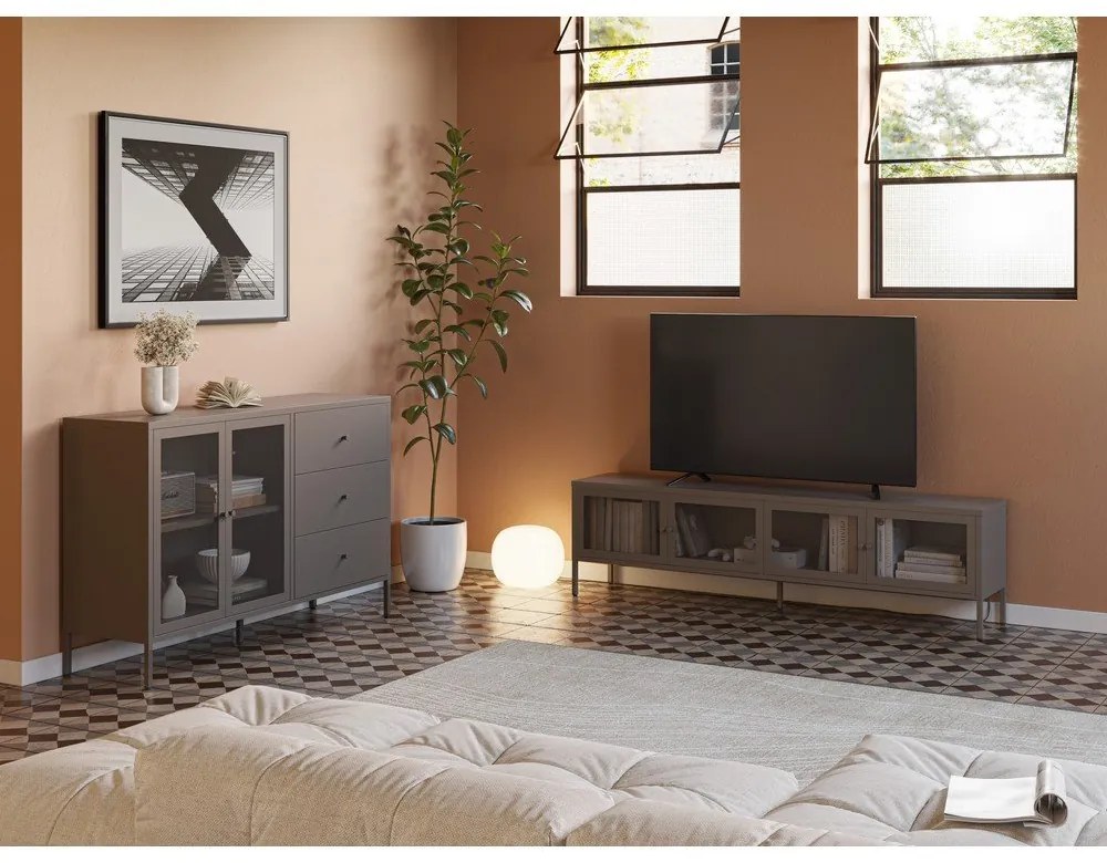 Szara metalowa komoda 140x90x40 cm Fayna – Marckeric